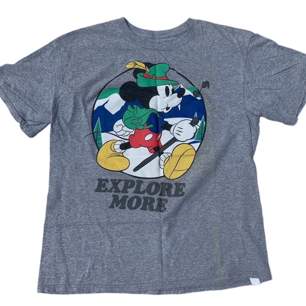 Mickey Mouse Explore More grey and green youths XL t shirt